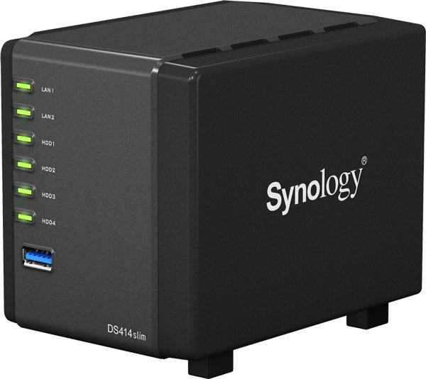 NAS-сервер Synology DiskStation DS414slim рассчитан на четыре накопителя типоразмера 2,5 дюйма