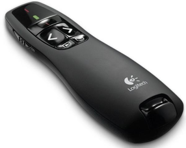 Мышь беспроводная для презентаций Logitech Wireless Presenter R400, USB, 5 кнопок, FM 15м, 2*AAA, лазерная указка, функция ПДУ, черный, 910-001357