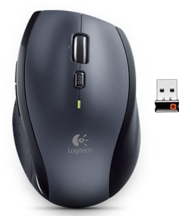 Мышь беспроводная лазерная Logitech M705 Wireless Mouse, USB, 7 кнопок, колесо <>, FM 10м, 1000dpi, 2*AA, для ноутбука, черный, 910-001950