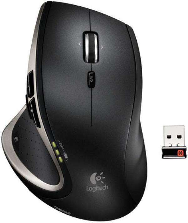 Мышь беспроводная лазерная Logitech MX Performance Mouse, USB, 7 кнопок, колесо <>, FM, 1*AA, ЗУ, черный, 910-001120