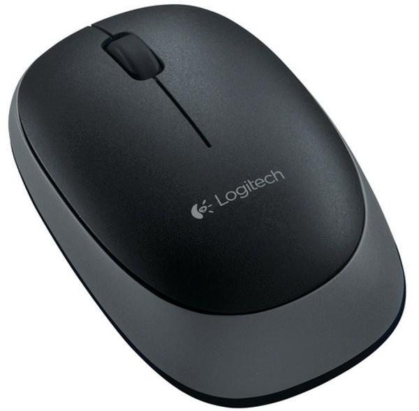 Мышь беспроводная оптическая Logitech M165 Wireless Mouse, USB, 3 кнопки, колесо, FM 10м, 1000dpi, 2*AAA, для ноутбука, черный-серый, 910-004110