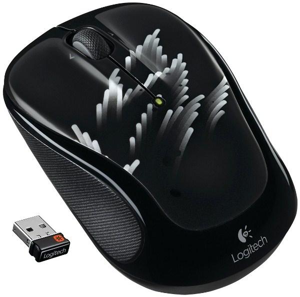 Мышь беспроводная оптическая Logitech M325 "Coral Fan" Wireless Mouse, USB, 3 кнопки, колесо, FM, 1*AA, для ноутбука, черный, с рисунком, 910-003018