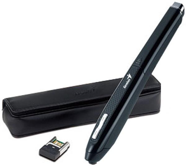 Мышь беспроводная оптическая Genius Pen Mouse, USB, 3 кнопки, FM 10м, 1200/800/400dpi, 1*AAA, черный металлик