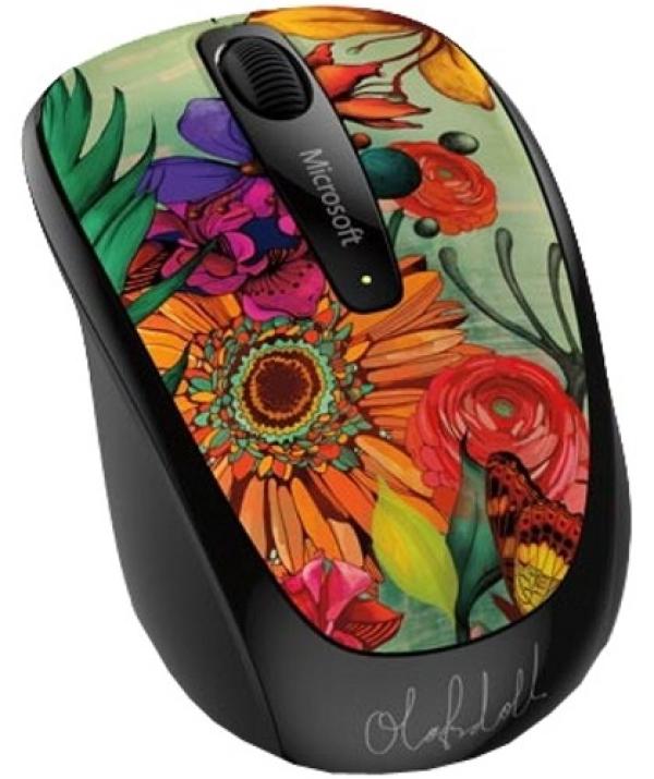 Мышь беспроводная оптическая Microsoft Wireless Mobile Mouse 3500 Artist Studio S5 Olofsdotter2, USB, BlueTrack, 3 кнопки, колесо, FM 5м, 1000dpi, 1*AA, для ноутбука, разноцветный, GMF-00375