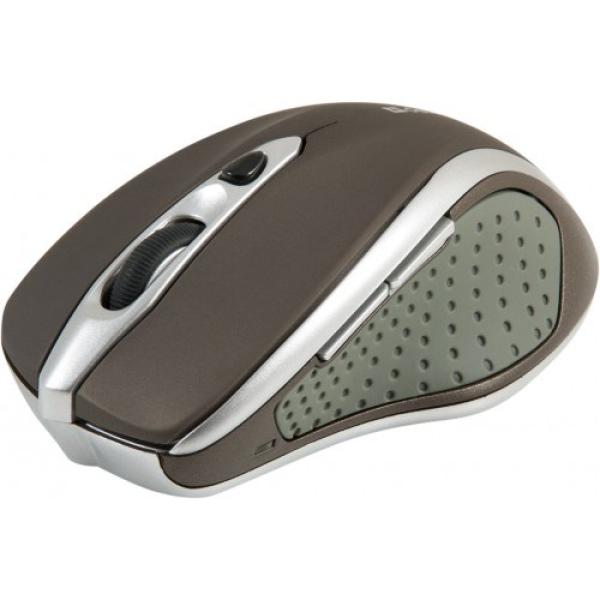 Мышь беспроводная оптическая Defender Safari MM-675 Nano Stone, USB, 6 кнопок, колесо, FM 8м, 1600/1200/800dpi, 2*AAA, для ноутбука, коричневый-серый