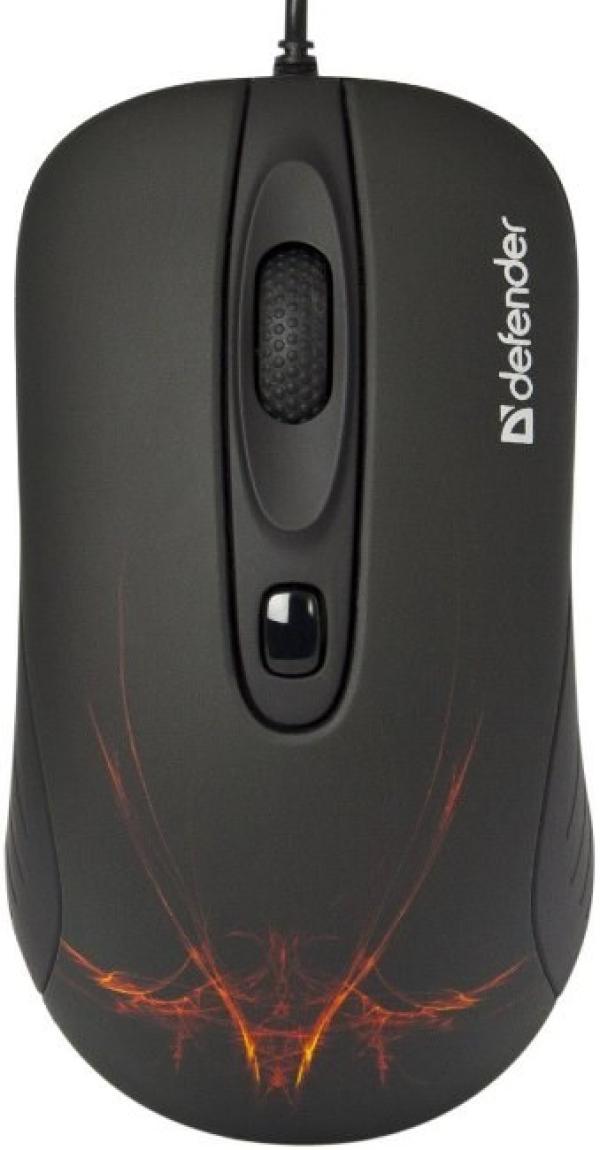 Мышь оптическая Defender Warhead GM-1100, USB, 4 кнопки, колесо, 1600/1250/1000/750dpi, подсветка, прорезиненное покрытие, черный