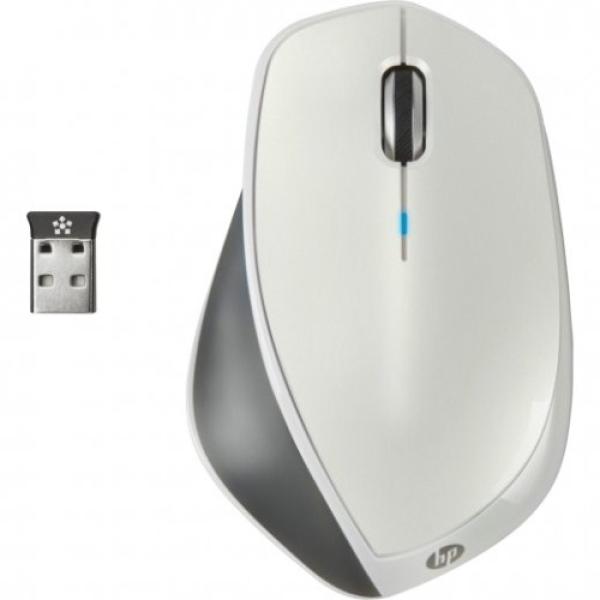 Мышь беспроводная лазерная HP X4500, USB, 3 кнопки, колесо, FM 10м, 1600dpi, 2*AA, белый-серый, H2W27AA