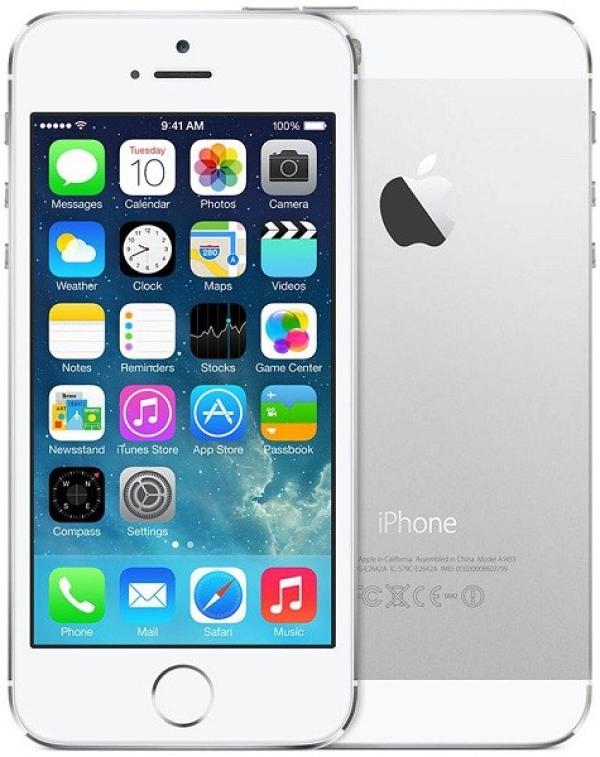 Смартфон Apple iPhone 5s (ME433), 2*1.3ГГц, 16GB, 4" 1136*640, GSM/3G/4G, GPS, BT, WiFi, G-sensor, 2 камеры 8/1.2Мпикс, 59*124*8мм 112г, 250/8ч, серебристый