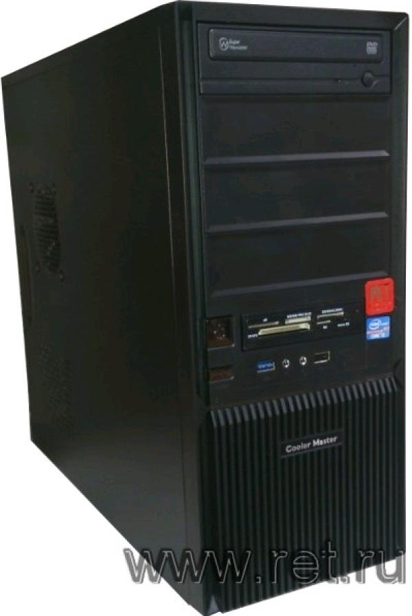 Компьютер Эверест, Core i3-3240 3.4/ H61 Звук Видео LAN1Gb/ DDR3 4GB/ HD7750 1GB/ 1TB / DVD-RW/ CF/MMC/MS/SD/xD/ Coolermaster CMP ATX 450Вт USB2.0 Audio черный-серебристый W7HP