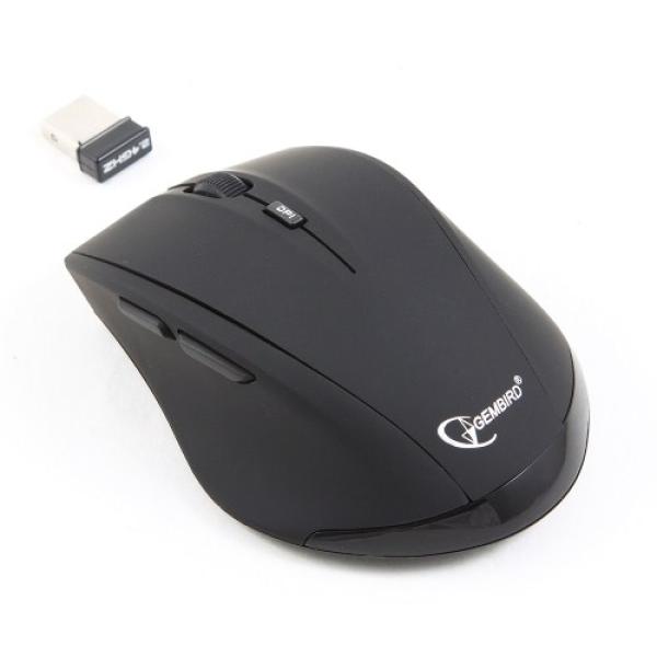 Мышь беспроводная оптическая Gembird MUSW-208, USB, 5 кнопок, колесо, FM 10м, 1600/1200/1000dpi, 2*AA, черный