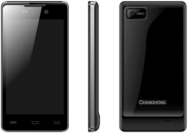 Смартфон 2*sim Changhong HonPhone W21, 2*1ГГц, 4GB, 4" 800*480, SD-micro, GSM/3G, GPS, BT, WiFi, G-sensor, радио, 2 камеры 5/0.3Мпикс, Android 4.0, 63*122*10мм 130г, черный