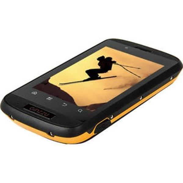 Смартфон 2*sim Ginzzu R8 Dual, 2*1.3ГГц, 3.5" 480*320, SD-micro, GSM/3G, GPS, BT, WiFi, G-sensor, радио, 2 камеры 5/0.3Мпикс, Android 4.2, 66*122*17мм 123г, черный-оранжевый