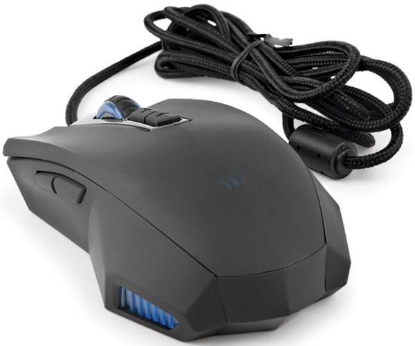 Мышь лазерная Qcyber Wolot, USB, 9 кнопок, колесо, 3200/2000/1200/400dpi, подсветка, программируемая, черный