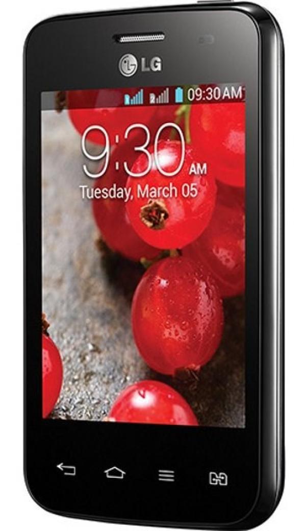 Смартфон 2*sim LG Optimus L3 II Dual (E435), 1*1ГГц, 4GB, 3.2" 320*240, SD-micro, GSM/3G, GPS, BT, WiFi, G-sensor, радио, камера 3Мпикс, Android 4.1, 61*103*12мм, 730/16.5ч, черный