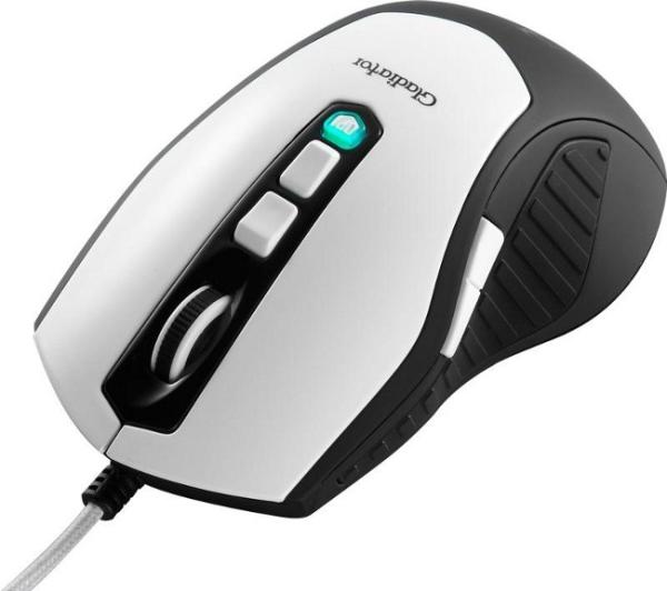 Мышь лазерная Aerocool Templarius Gladiator, USB, 8 кнопок, колесо, 4000/400dpi, подсветка, черный-белый