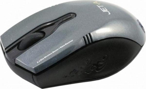 Мышь беспроводная оптическая JETAccess Comfort OM-U31G, USB, 3 кнопки, колесо, FM 10м, 1200dpi, 2*AAA, для ноутбука, серый