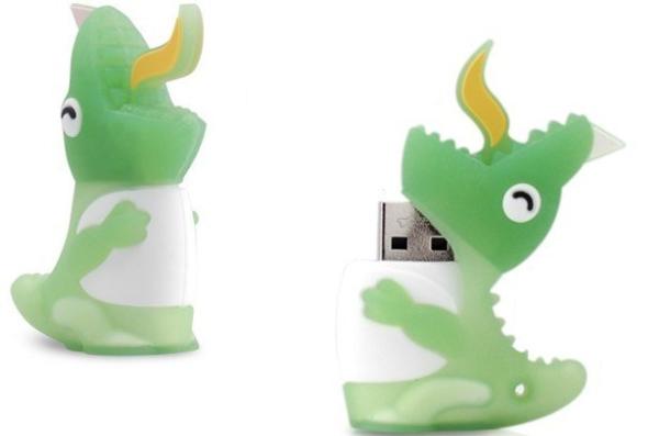 Флэш-накопитель USB2.0   4GB Bone FD-4GB/B_DINO/LG, брызгозащищенный, пылезащищенный, зеленый-белый, стильный дизайн