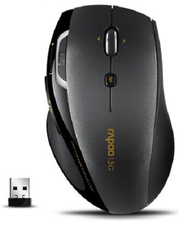 Мышь беспроводная лазерная Rapoo 7800p, USB, 6 кнопок, колесо, FM 10м, 2*AA, 1600/800dpi, черный