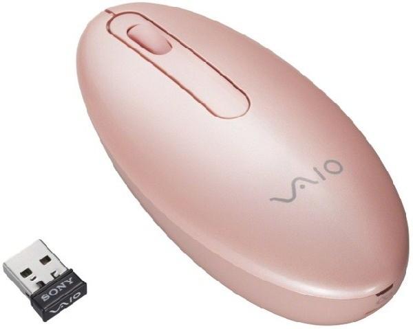 Мышь беспроводная лазерная Sony VGP-WMS21/P, USB, 3 кнопки, колесо, FM 10м, 800dpi, 1*AA, розовый