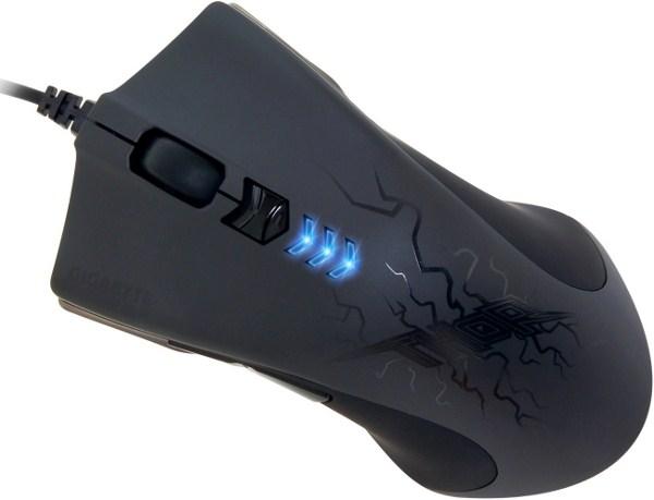 Мышь лазерная Gigabyte Force M7 THOR, USB, 5 кнопок, колесо, 5600/1600/800dpi, подсветка, черный
