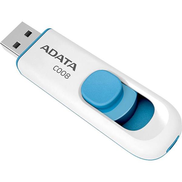 Флэш-накопитель USB2.0   8GB A-Data Classic C008 AC008-8G-RWE, белый-голубой