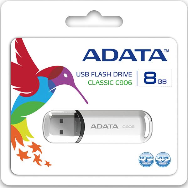 Флэш-накопитель USB2.0   8GB A-Data Classic C906 AC906-8G-RWH, белый-черный