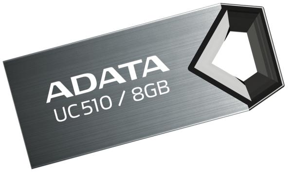 Флэш-накопитель USB2.0   8GB A-Data DashDrive UC510 AUC510-8G-RTI, компактный, серый, стильный дизайн, алюминиевый корпус