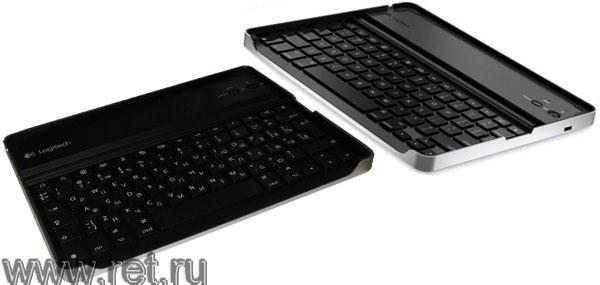Клавиатура беспроводная Logitech Keyboard Case for iPad2, USB, BT, Multimedia 12 кнопок, аккумулятор Li-Poly, металлическое основание, компактная, серебристый-черный, 920-003427