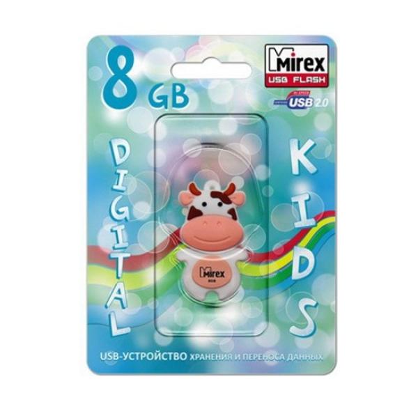 Флэш-накопитель USB2.0   8GB Mirex COW PEACH 13600-KIDCWP08, прорезиненный, персиковый, стильный дизайн