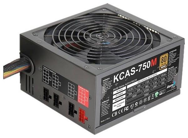 БП для корпуса ATX Aerocool KCAS-750M, 750Вт, 80 PLUS Bronze, 20+4pin, 4+4pin(CPU)/4*6+2pin(PCI-E)/4*4pin(molex)/FD/7*SATA, 140*140мм, Active PFC