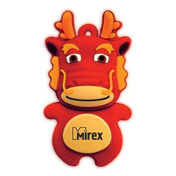 Флэш-накопитель USB2.0   8GB Mirex DRAGON RED 13600-KIDDAR08, прорезиненный, красный, стильный дизайн
