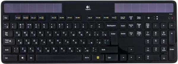 Клавиатура беспроводная Logitech Wireless Solar Keyboard K750, USB, FM 10м, Slim, питание от солнечной батареи, черный, 920-002938