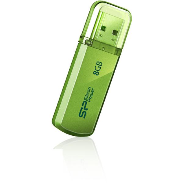 Флэш-накопитель USB2.0   8GB Silicon Power Helios 101 SP008GBUF2101V1N, зеленый, алюминиевый корпус