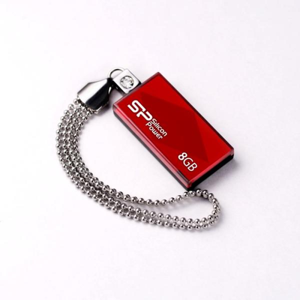 Флэш-накопитель USB2.0   8GB Silicon Power Touch 810 SP008GBUF2810V1R, пылезащищенный, водонепроницаемый, противоударный, компактный, красный