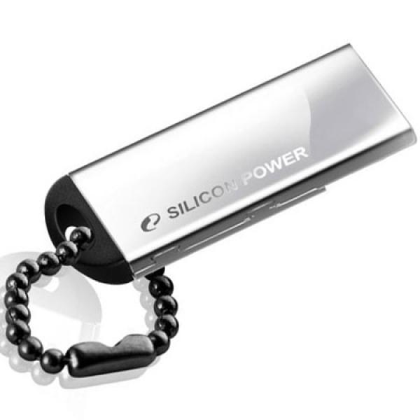 Флэш-накопитель USB2.0   8GB Silicon Power Touch 830 SP008GBUF2830V1S, пылезащищенный, водонепроницаемый, противоударный, серебристый, стильный дизайн
