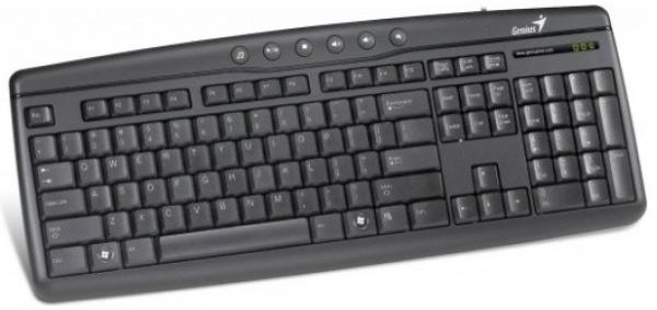 Клавиатура Genius KB-202, USB, Multimedia 6 кнопок, Slim, черный