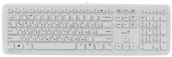 Клавиатура Genius SlimStar i220, USB, Multimedia 10 кнопок, эргономичная, белый
