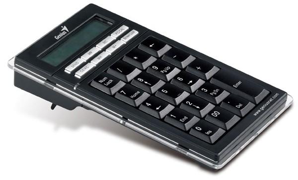 Клавиатура цифровая Genius NumPad Pro, USB, Slim, Screen Lock, калькулятор, ЖК дисплей, 1*CR2032, черный-серебристый