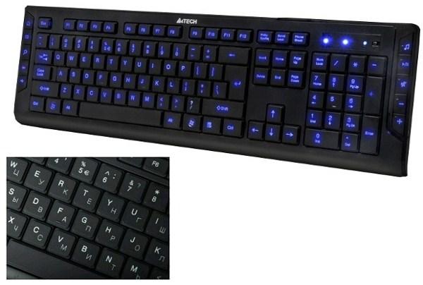 Клавиатура A4 Tech KD-600-L, USB, Multimedia 10 кнопок, подсветка 1 цвет, черный