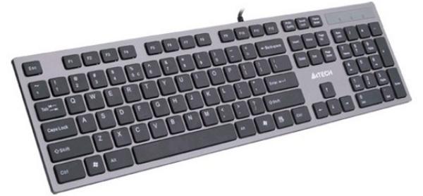 Клавиатура A4 Tech KV-300H, USB, Slim, USB2.0 hub 2*AF, серый-черный