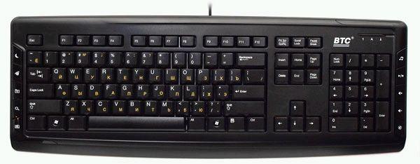 Клавиатура BTC 9089U-BL, USB, эргономичная, Multimedia 10 кнопок, черный