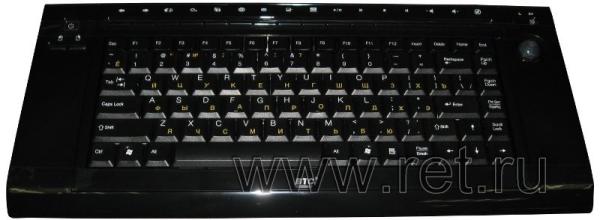 Клавиатура беспроводная BTC 9039ARFIII, USB, FM 10м, Multimedia 16 кнопок, трекбол, 4*AA, компактная, глянцевый черный