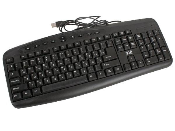 Клавиатура 3Cott 3C-WKBG-613B, USB, Multimedia 11 кнопок, черный