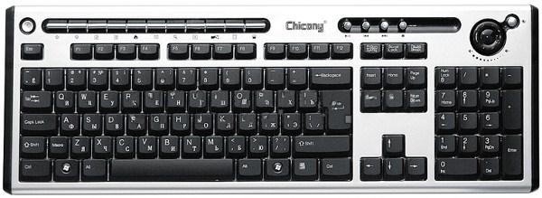 Клавиатура Chicony KU-0420-SB, USB, Multimedia 18 кнопок, Slim, черный-серебристый