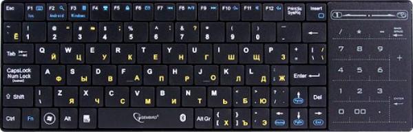Клавиатура беспроводная Gembird KB-315BT, BT 10м, Slim, TouchPad, 2*AAA, для Android/iPad, компактная, черный