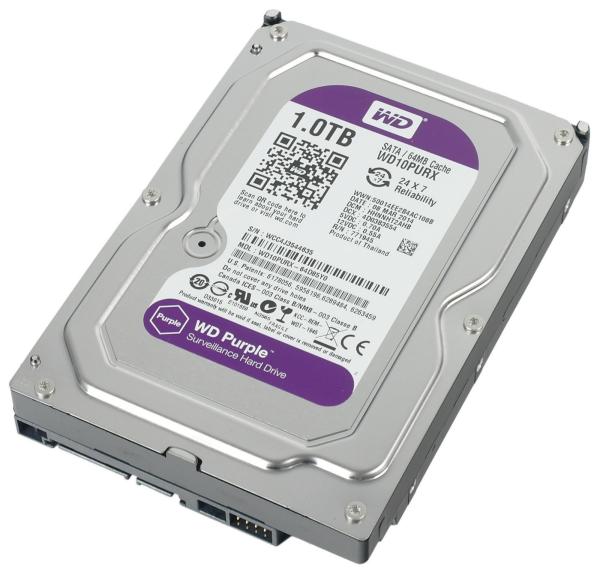 Жесткий диск 3.5" SATA 1TB WD Purple WD10PURX, SATAIII, IntelliPower, 64MB cache, AF