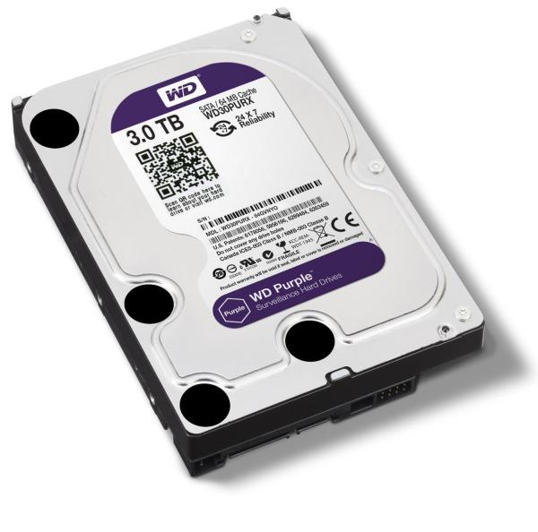 Жесткий диск 3.5" SATA 3TB WD Purple WD30PURX, SATAIII, IntelliPower, 64MB cache, AF