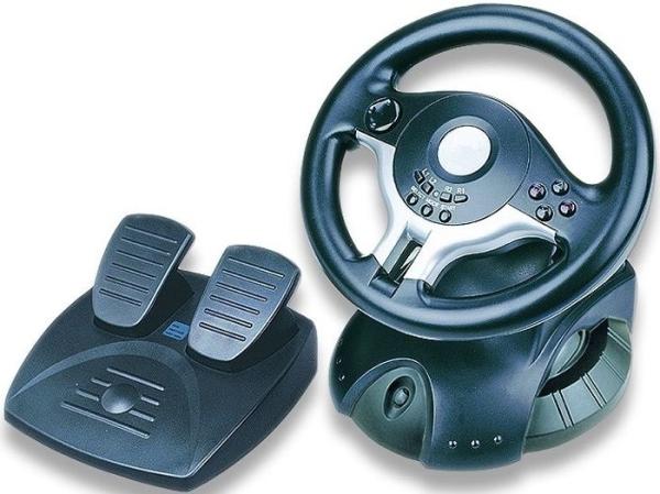 Руль для PC Gembird STR-Raceforce, USB, вибрация, 11 кнопок, 2 педали, 2 подрулевых рычага, черный-серебристый