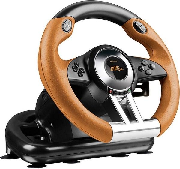 Руль для PC Speed-Link SL-6695-BKOR-01 DRIFT O.Z. Racing Wheel, USB, вибрация, 12 кнопок, 2 педали, 2 подрулевых рычага, черный-оранжевый
