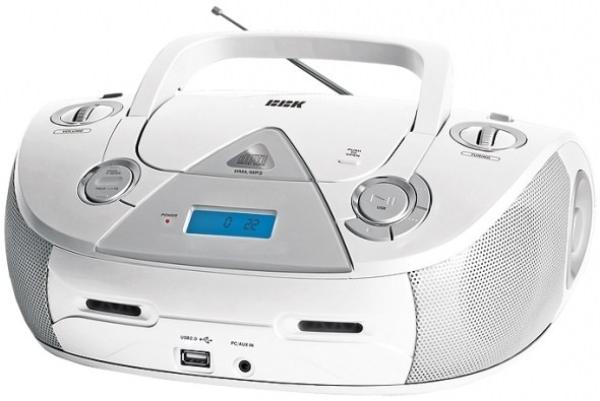 Магнитола BBK BX318U white, CD, MP3/WMA, AM/FM, 2.5*2Вт, ЖКД, USB, AUX/MiniJack, белый